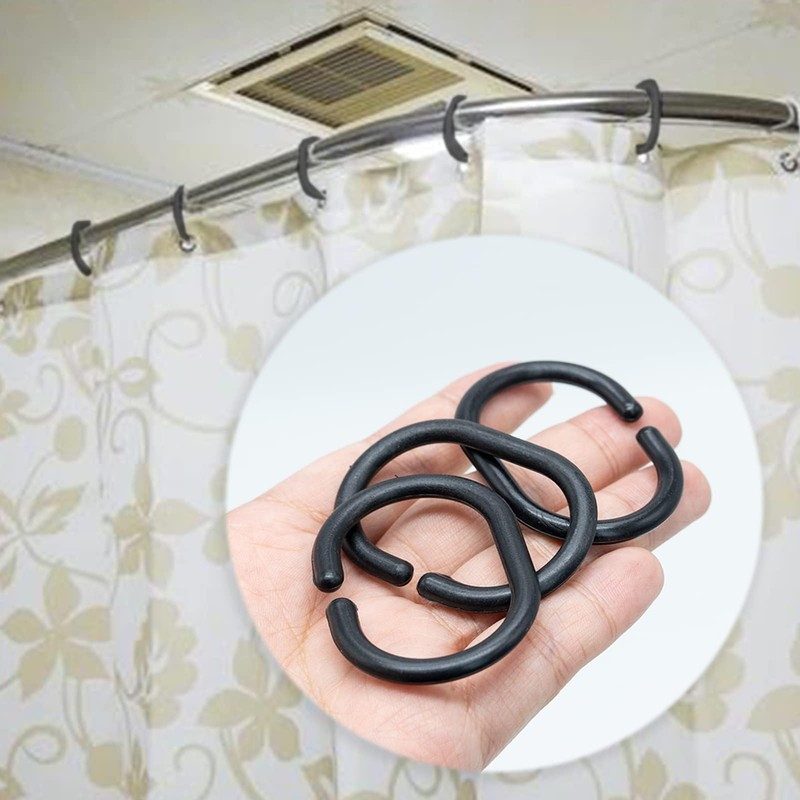 12 Pcs Plastic Shower Curtain Ring,Bathroom Shower Window Rod,C-Shaped Shower
