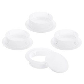 PATIKIL Air Conditioning Wall Hole Cover, 4Pcs Air Conditioner Blocking Hole Plug Decoration Water Pipe Sealing Plate Cover for 4" - 4.3" Diameter Hole, White