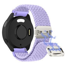 Niboow 20 mm Nylon Bracelet for Garmin Forerunner 165, Vivoactive 5, vívomove Trend, Venu Sq 2, Venu 2 Plus, Braided Magnetic Replacement Wristbands for Garmin Vivoactive 3, Venu Sq, Venu - Purple