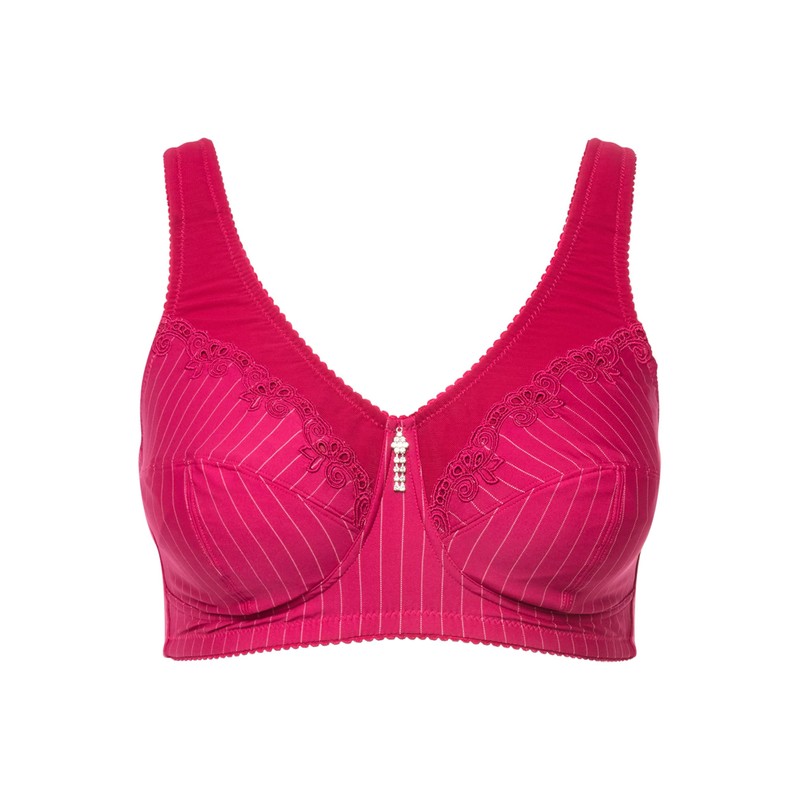 Ulla Popken Women's Kelly Pinstripe Support Bra, fuchsia