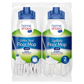 HOMESHOPA 2 Pack Cotton & Synthetic Mop Heads Replacement Refill, Twist Lock Mop Head with a Plastic Socket, Super Absorbent Wet & Dry Floor Cleaning Heavy Duty Mop Head for Domestic & Commercial Use