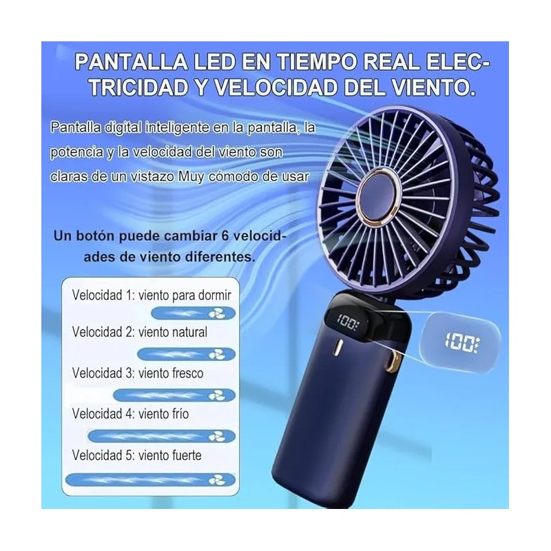 Mini Ventilador Portátil De Mano Recargable Por Usb,con Base