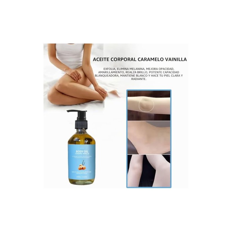 2 botellas Aceite corporal vainilla caramelizada, aceite corporal de vainilla