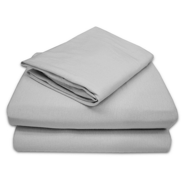 TL Care 100% Natural Jersey Cotton 3 Piece Toddler Sheet Set, Gray, Soft Breathable, for Boys and Girls