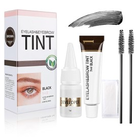 Black Eyebrow Dye Kit - Black Eyebrow Tint & Lash Tint - 2-in-1 Eye Brow Tint & Eyelash Tint Kit - Waterproof Smudge-Proof Eye Lash and Brow Tint for Beginners Create a Natural Look Last to 4 Week