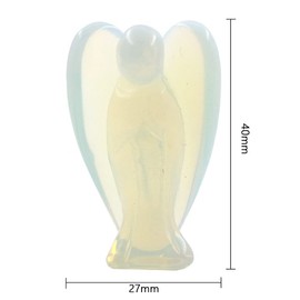 Ouubuuy Opalite Crystal Angel Figurines Statues Natural Gemstone Carved Pocket Guardian Angel 1.5 inch for Healing Reiki Spiritual Gift Cute Meditation Office Room Desk Decor