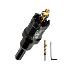 HSAWBIT 34 mm drill metal, TCT carbide drill bit, black, for holes in stainless steel, iron, wood, plastic