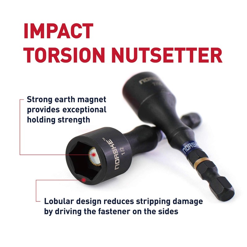 Norske Tools NIBPI650 Impact Torsion Magnetic Nutsetters (1/4", 5/16", 3/8",