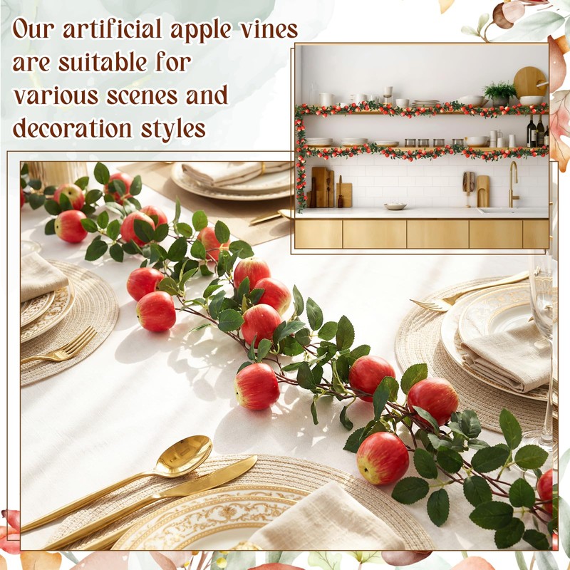 Suncalla 3 Pcs Artificial Apple Garland 57inch Fake Apples Bunch
