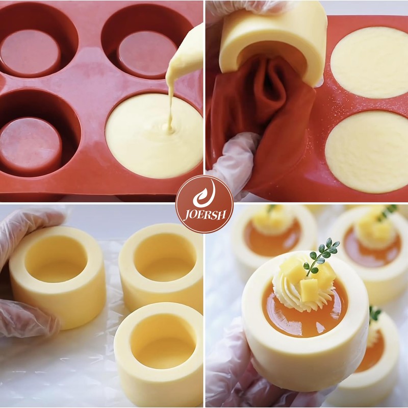 JOERSH 2Pcs Chocolate Candy Mold Silicone Round Molds for Baking