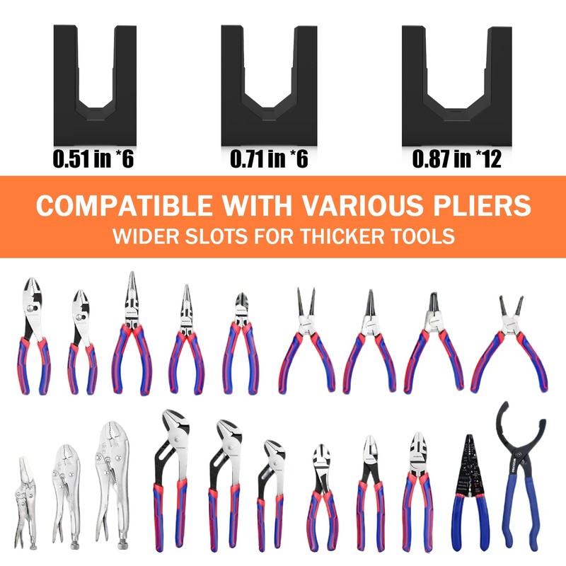 Magnetic Plier Organizer - Expandable Multiple Spacing Modular Tool Box