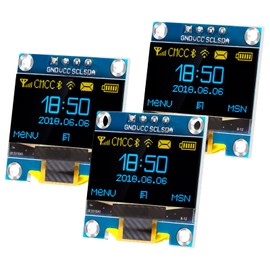 APKLVSR 3 x 0.96 Inch OLED Display I2C 128 x 64 Pixel I2C Display Module, Compatible with Arduino Raspberry Pi (Yellow and Blue)