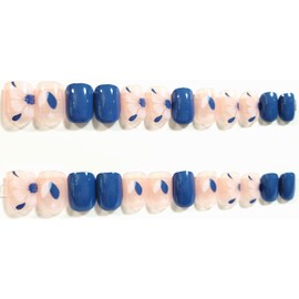 Lovely Flower Glossy Extra Short Square Press On Nails - 24 Pieces - Artificial Nail Kit