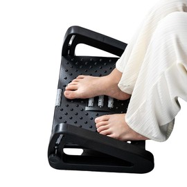 WSOWX Ergonomic Under Desk footrest with Adjustable Height and Foot Massage Roller, Ideal Desk Foot Rest for Office Work, Black Foot Stool for Under Desk Comfort
