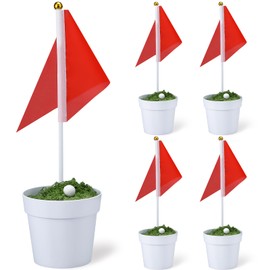 Mimorou 4 Sets Golf Table Centerpiece Decorations Party Supplies Include Mini Golf Ball Mini Flowerpot Artificial Moss Lawn Red Flag for Golfers Sport Themed Birthday DIY Party Decor