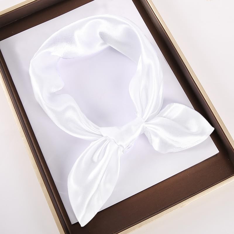 1 Piece of White Square Satin Scarf Wrap Ribbon Neck