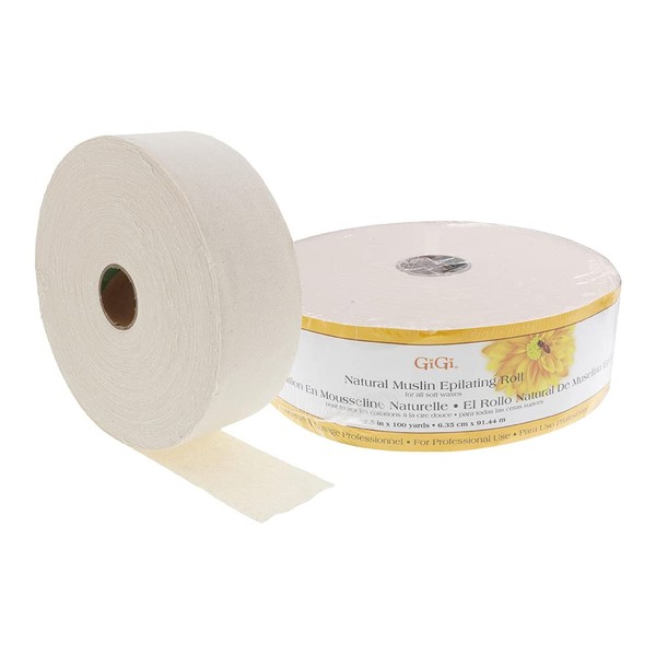 GiGi Natural Muslin Epilating Roll for Hair Removal/Hair Waxing, 2.5” by 100 yds