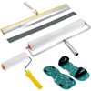 QWORK Self-Levelling Cement Tool Kit, Floor Construction Roller Spike Shoes,