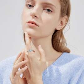 WINNICACA Moonstone Ring Sterling Silver Ring Leaf Moonstone Ring Moonstone Gifts for Women Girls, Sterling Silver, Moonstone