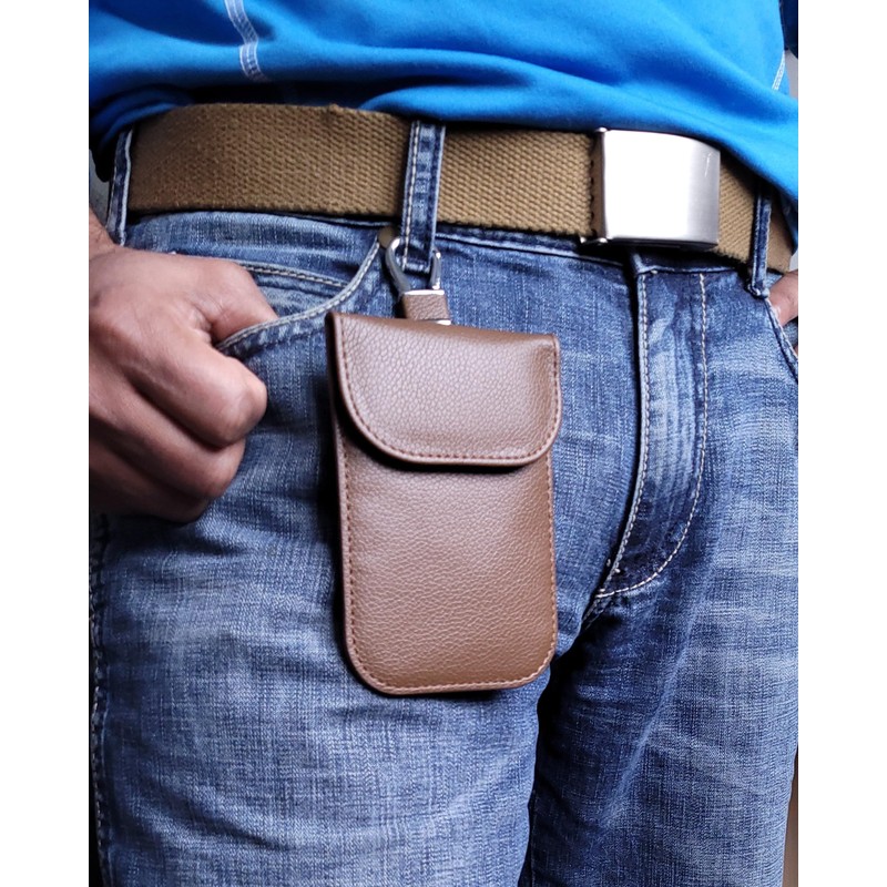 RFID Signal Blocker Faraday Pouch for Car Keys, Premium PU