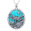 DOLIOX Genuine Turquoise Dragonfly Pendant Necklace for Women, Sterling Silver