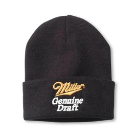 AMERICAN NEEDLE Miller Genuine Draft Beer Cuffed Knit Beanie, Black, One Size Fits Most (21019A-MGD-BLK)