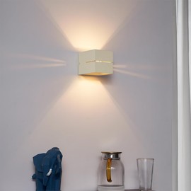 QAZQA - Moderne Wandleuchte Beige G9 Quadratisch - Transfer I Wohnzimmer I Schlafzimmer - Aluminium Quadratisch - LED geeignet G9