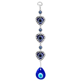Blue Evil Eye Hanging Decoration,Nazar Evil Eyes Amulet Wall Hanging Home Protection and Blessing Decor,Ojo Turco Para Casa (heart-shaped)