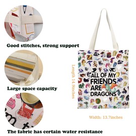 Wing Fire Novel Merchandise Tote Bag Darkstalker Gift Dragon Lover Gift Dragon Tribe Gift All Of My Friends Are Dragons Bag (AllFriDragonTS-CA)