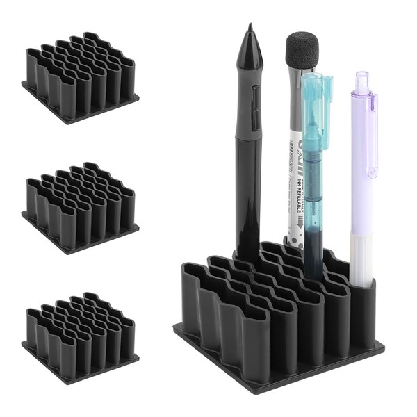 3 Pack Desk Pen Holder, Wave TPR, Large Capacity Desk