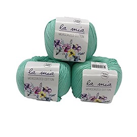 3 Skein - Mercerized Cotton Yarn - Total 150g - Each 1.76 oz(50g)/147 Yrds(135m) Super Soft, Dk Light Baby Yarn-Turkish Yarn (Light Green, 3-Pack)
