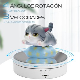 Base Giratoria para Fotografia, Soporte Giratorio Motorizado, Velocidad y Ángulo de Rotación Ajustables, Carga Inteligente, para Exhibición de Productos, Joyas, Modelos 3D(Espejo) B0CJR72B2V