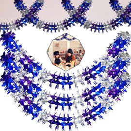 2m Christmas Hanging Ceiling Foil Wall Decoration | Pack of 3 Snowflake Garland (Purple/Silver/Blue) | Perfect for Holiday Parties, Xmas Decor, & Winter Celebrations