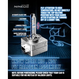 NINEO D1S HID Bulbs, 8000K Ice Blue, 35W High/Low Beam Replacement 66144 66140 85140 85415 Bulb, Pack of 2
