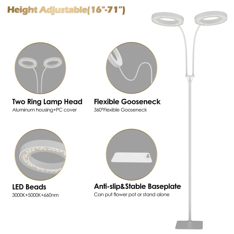 GLOWRIUM Grow Light with Stand,2-Head LED Plant Light for Indoor