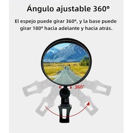 2 Piezas Espejo Retrovisor Bicicleta y Bicicletas Eléctricas, Espejos Retrovisores Ajustables Giratorios para Manubrio Plegable, Espejo para Bicicleta