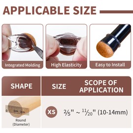 Ezprotekt 24 Pcs Extra Small Clear Round Chair Leg Floor Protectors for Wooden & Tiles Floors, Felt Silicone Furniture Feet Cups Covers for Table, Couch, Chair Legs (XS Fit: 2/5" - 11/20")