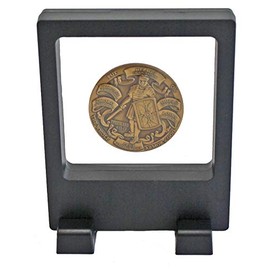 DisplayGifts 3D Floating Frame Transparent Flexible Shadow Box Medallion Medal Challenge Coin Chip Display Case Stand Holder Magic Suspension Box Black-Square Shape