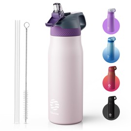 Fjbottle Stainless Steel Sports Water Bottle with Straw 550 ml / 710 ml - One-Click Opening Children's Water Bottle BPA Free for School/Fitness/Yoga