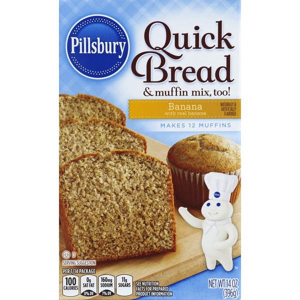 Pillsbury Quick Bread and Muffin Baking Mix, Banana, 14-Ounce Boxes (Pack of 12)
