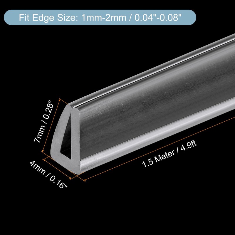uxcell 2Pcs U Channel Edge Trim, 4.9ft Length Rubber Guard