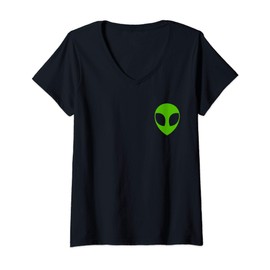 Womens Funny Costume Alien Head V-Neck T-Shirt