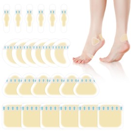 lasuroa 24 Pcs Gel Foot Bandages, Four Styles Gel Cushion Pads for Feet Waterproof Hydrocolloid Bandages for Foot Heel Toe Protect & Cushioning