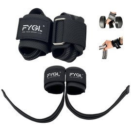 FYGL Lifting-Straps - Neoprene Padded Wrist-Wraps with Nylon Dura Grip Gym-Straps for Weightlifting, Powerlifting, Deadlift & Strength Training, Black with Oval Buckle