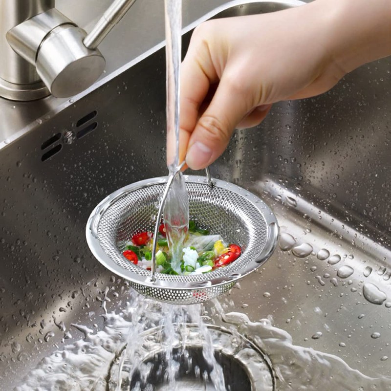 Pack of 2 Sink Strainer with Handle, Stainless Steel Sink