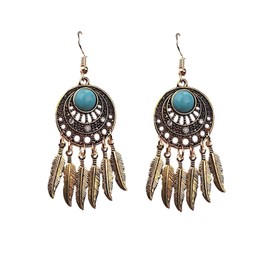 Dream Catcher Earrings for Women Vintage Turquoise Earrings Feather Dangle Earrings Bohemian Fringe Tassel Earrings Jewelry Gift Birthday Christmas Gift for womens