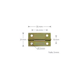 HMF 6496 Vintage Decorative Hinge Folding Flap Hinge Small Metal | Pack of 2 | 35 x 21 mm | Gold