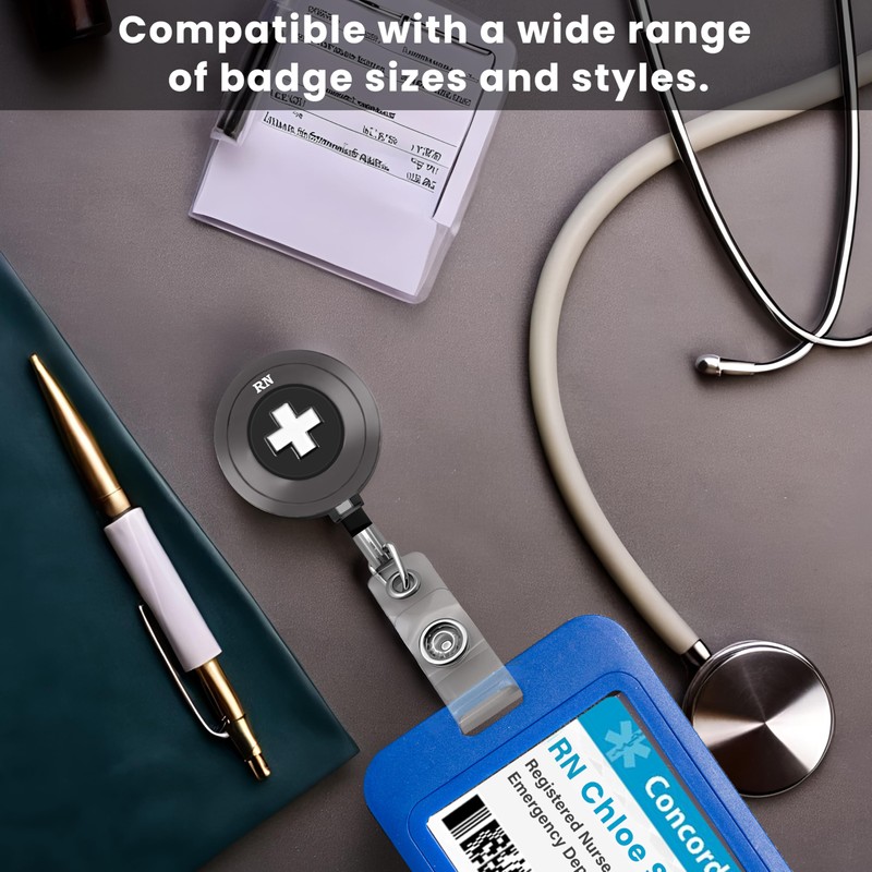 ED ER Med Surg RN Nurse Badge Reel. Black. Heavy