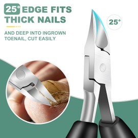 Toenail Clippers for Seniors Thick Toenails, CLPPNA Large Toe Nail Clippers Set for Men with Wide Jaw, Sharp Heavy Duty Ingrown Toenail Clippers Nail Cutter, Long Handle with Slanted Curved Blade