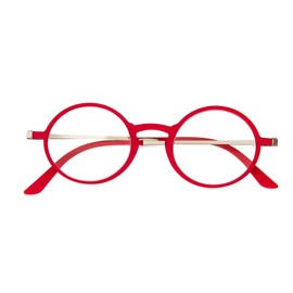 KoKoBin Ultra-thin flat anti-blue round reading glasses,unbreakable pocket-sized anti-glare glasses,Red 2.00